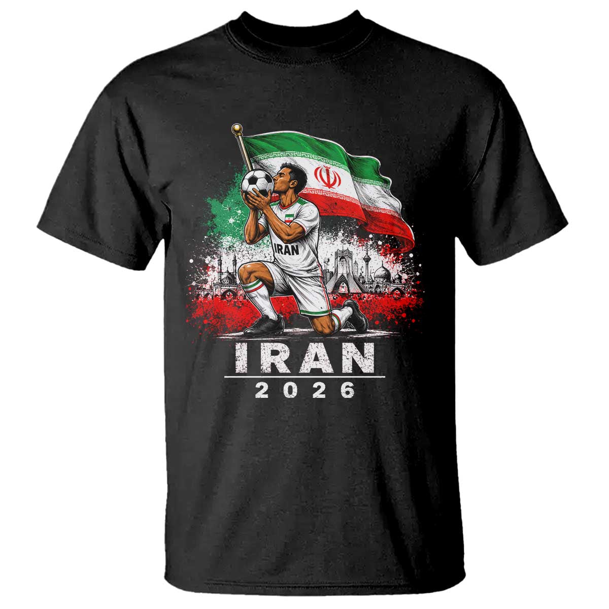 Iran Soccer 2026 T Shirt Retro Vintage Watercolors Iranian Persian World Football Fan TS10 Black Print Your Wear