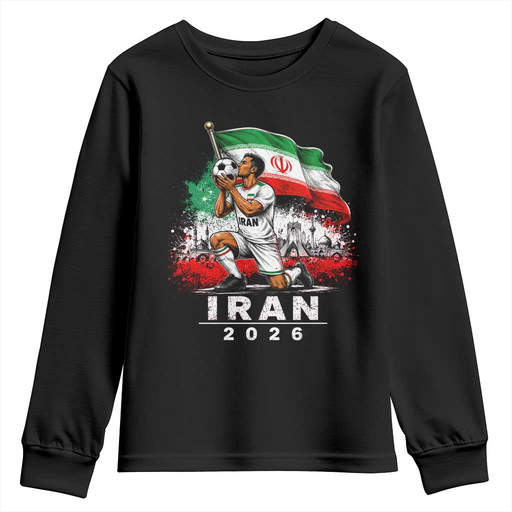 Iran Soccer 2026 Youth Sweatshirt Retro Vintage Watercolors Iranian Persian World Football Fan TS10 Black Print Your Wear