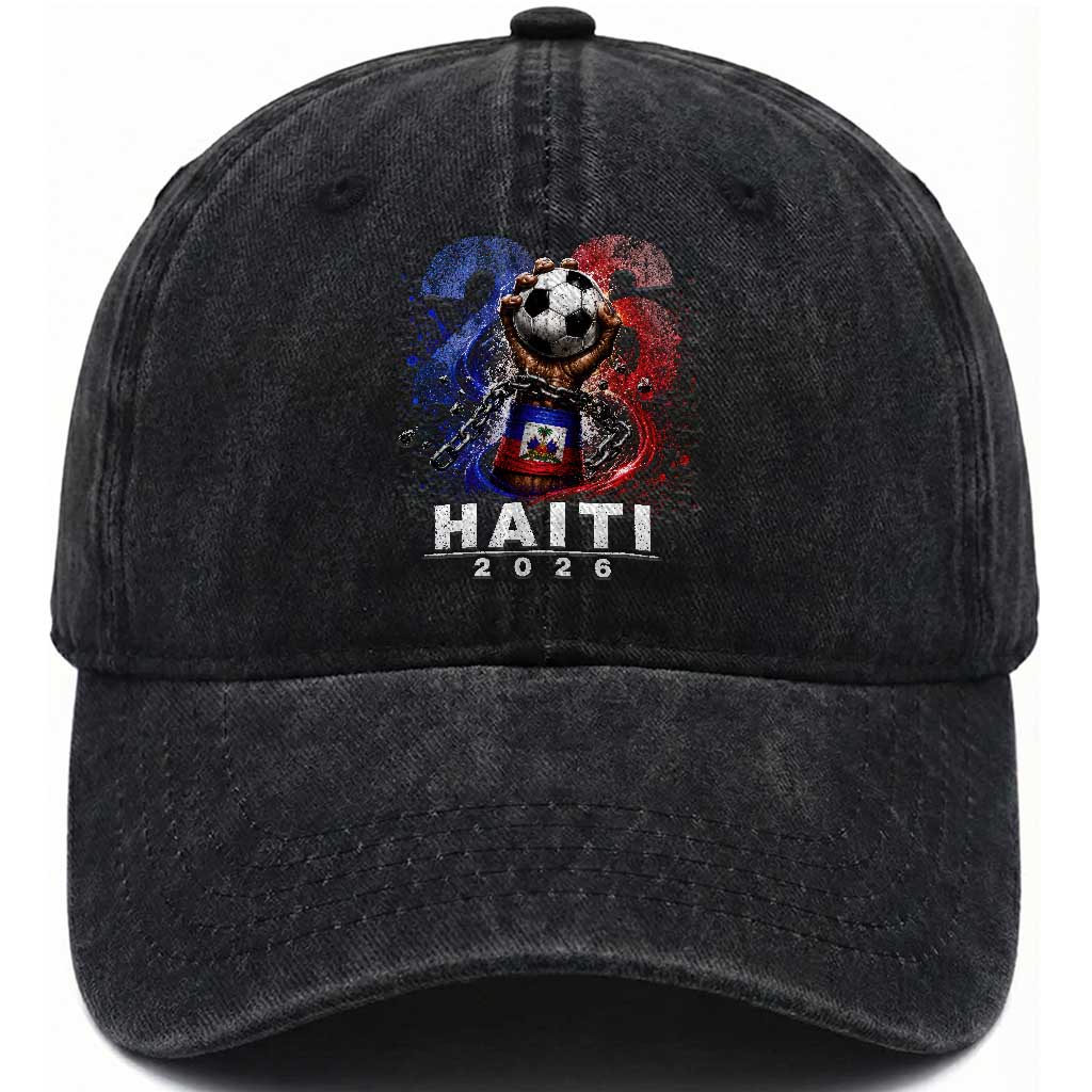 Haiti Soccer 2026 Washed Cotton Baseball Cap World Football Fan Haitian Pride Ayiti TS10 Print Your Wear