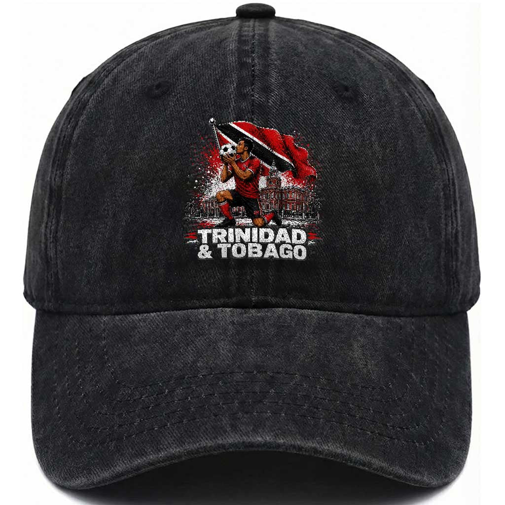 Trinidad and Tobago Soccer Washed Cotton Baseball Cap Patriotic Football Fan Caribbean Pride Gift TS10 Print Your Wear
