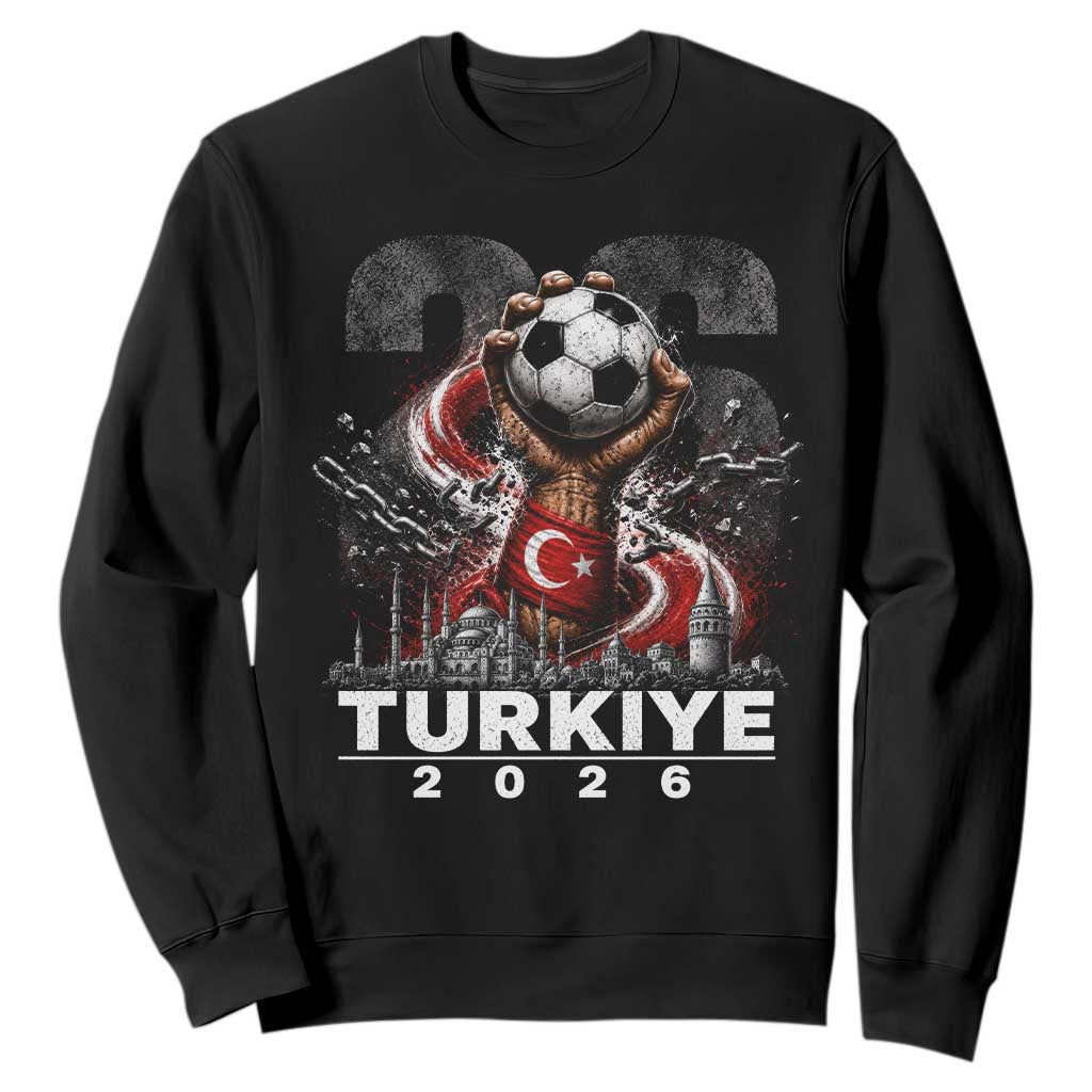 Turkish Soccer Sweatshirt Turkey Football Fan Vintage Turkish Pride TS10 Black Print Your Wear
