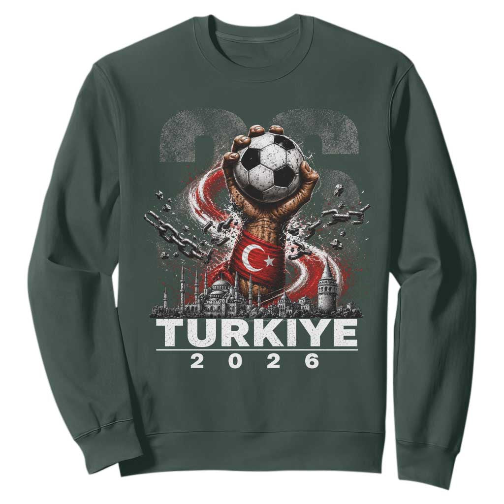Turkish Soccer Sweatshirt Turkey Football Fan Vintage Turkish Pride TS10 Dark Forest Green Print Your Wear