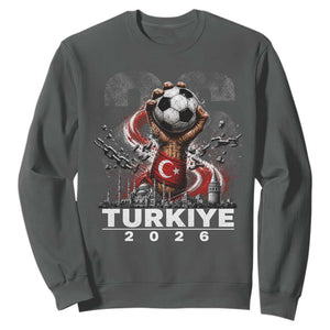 Turkish Soccer Sweatshirt Turkey Football Fan Vintage Turkish Pride TS10 Dark Heather Print Your Wear