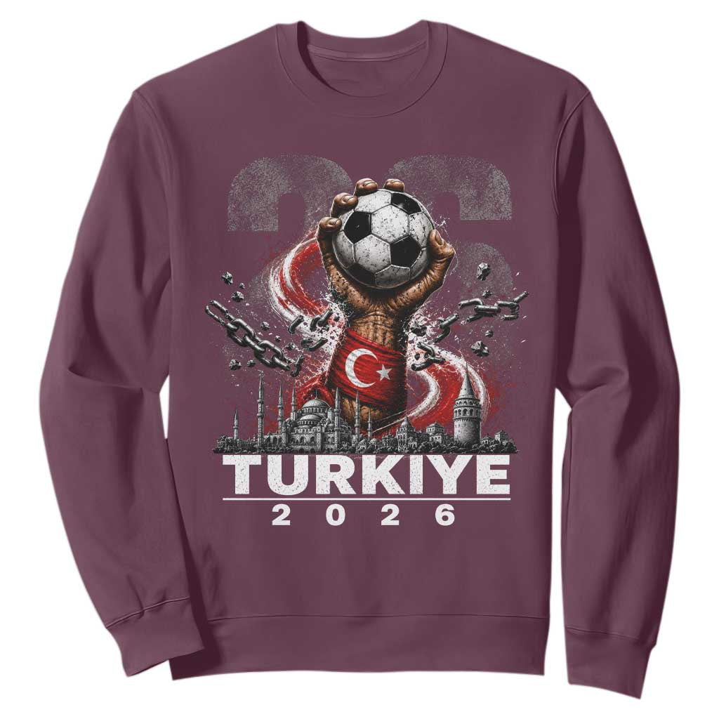Turkish Soccer Sweatshirt Turkey Football Fan Vintage Turkish Pride TS10 Maroon Print Your Wear