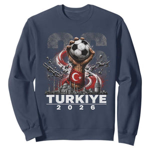 Turkish Soccer Sweatshirt Turkey Football Fan Vintage Turkish Pride TS10 Navy Print Your Wear