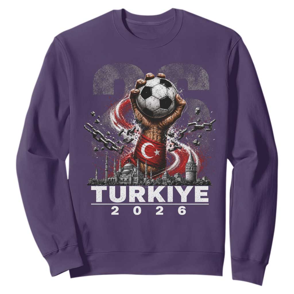 Turkish Soccer Sweatshirt Turkey Football Fan Vintage Turkish Pride TS10 Purple Print Your Wear