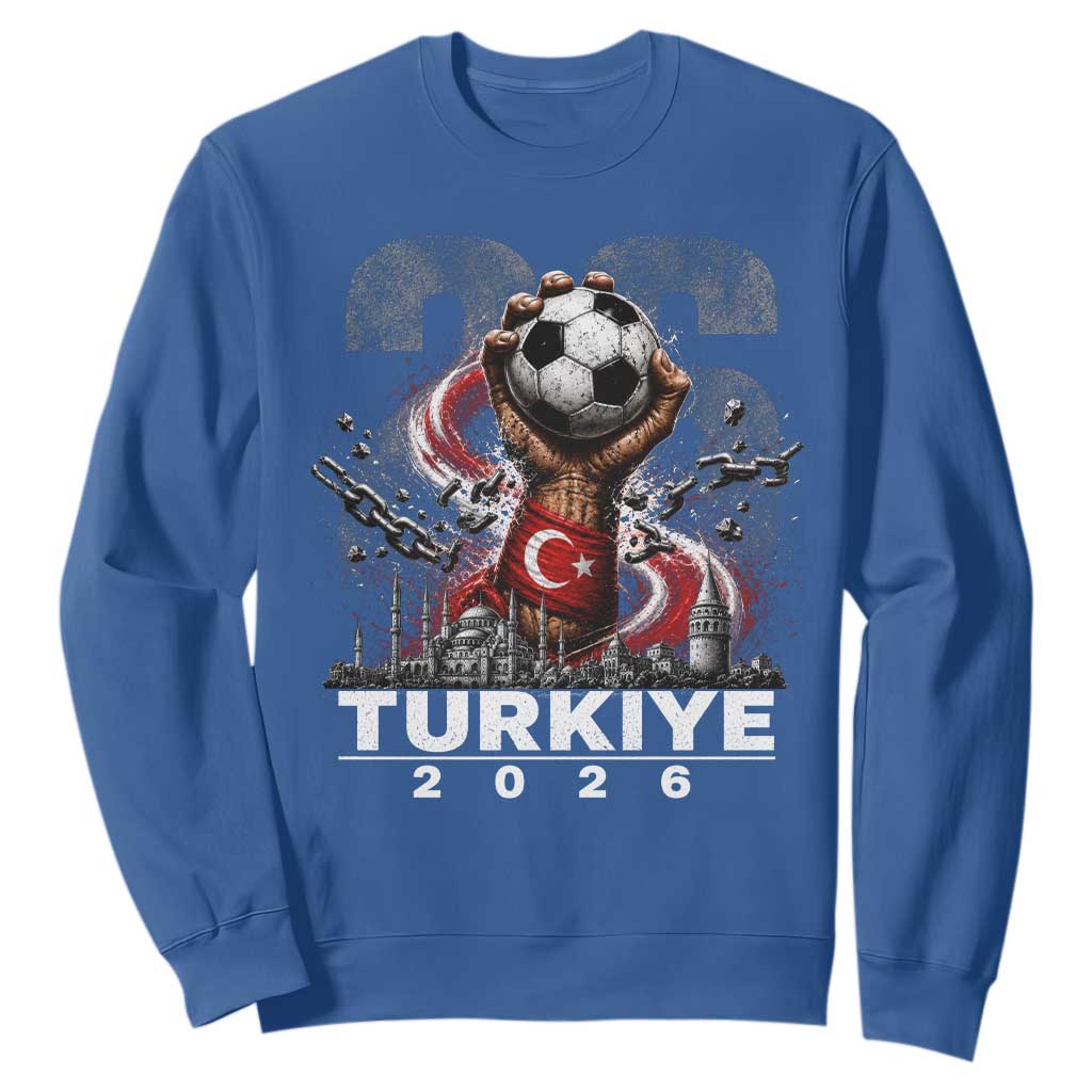 Turkish Soccer Sweatshirt Turkey Football Fan Vintage Turkish Pride TS10 Royal Blue Print Your Wear