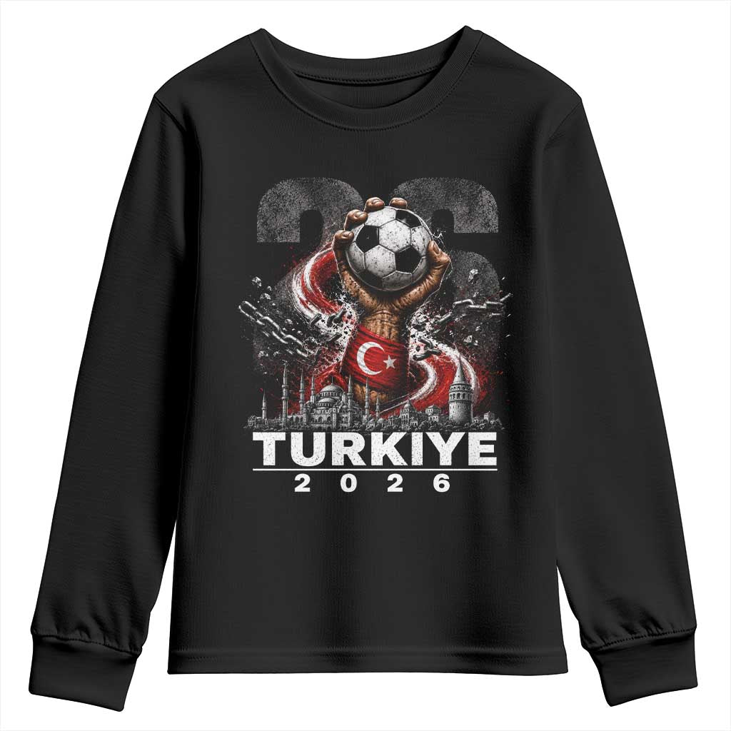 Turkish Soccer Youth Sweatshirt Turkey Football Fan Vintage Turkish Pride TS10 Black Print Your Wear