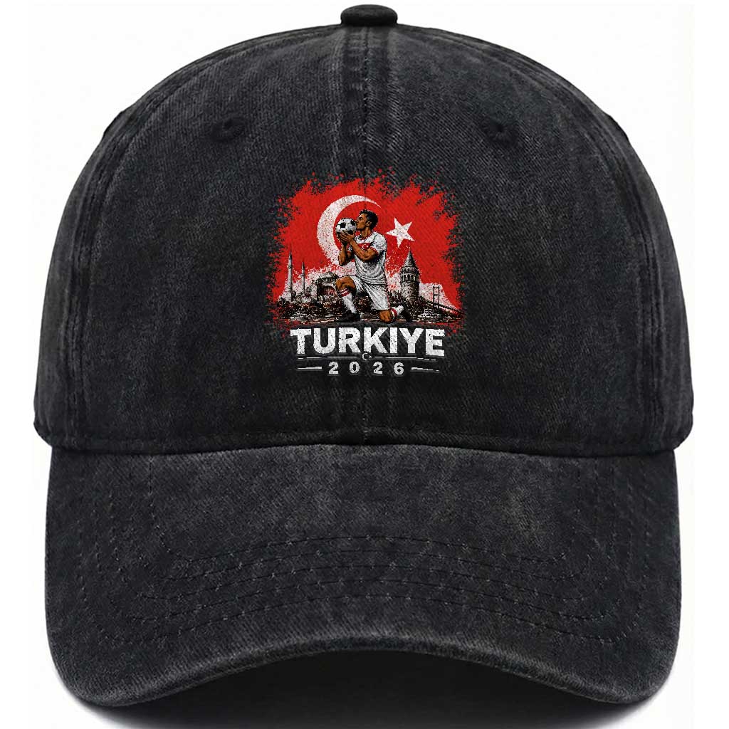 Turkish Soccer 2026 Washed Cotton Baseball Cap Turkey Football Fan Vintage Turkish Pride TS10 Print Your Wear