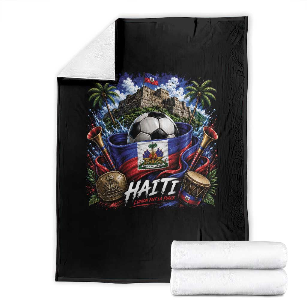 Haiti Soccer 2026 Throw Blanket Haitian Flag Caribbean Football Fan TS10 Black Print Your Wear