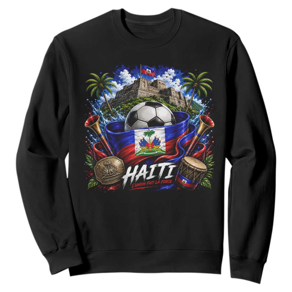 Haiti Soccer 2026 Sweatshirt Haitian Flag Caribbean Football Fan TS10 Black Print Your Wear