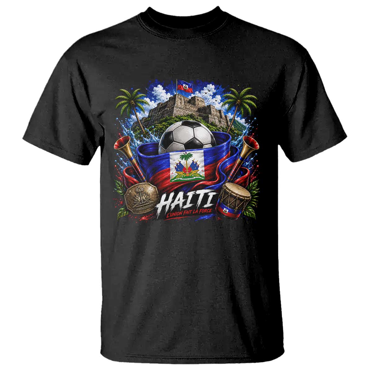 Haiti Soccer 2026 T Shirt Haitian Flag Caribbean Football Fan TS10 Black Print Your Wear