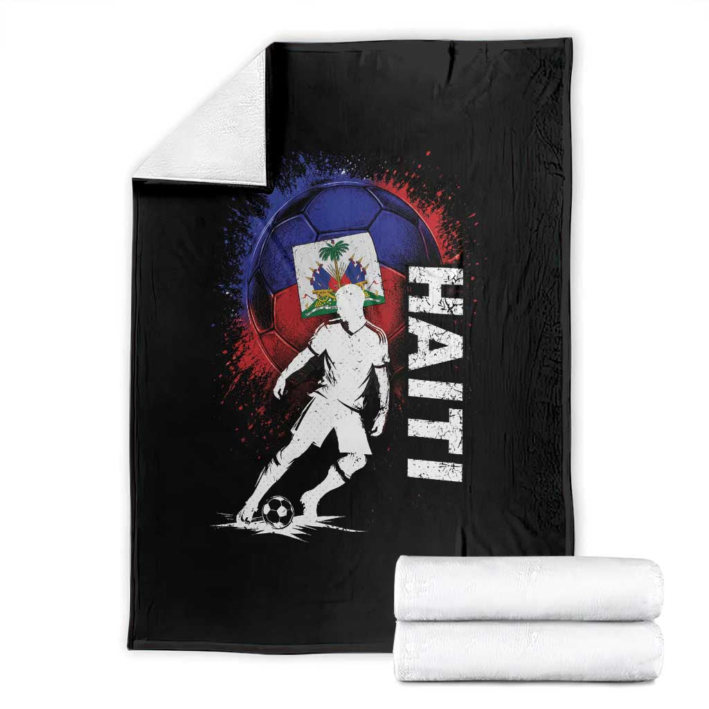 Haiti Soccer Throw Blanket Retro Vintage Watercolors Sport Haitian Flag Football Fan TS10 Black Print Your Wear