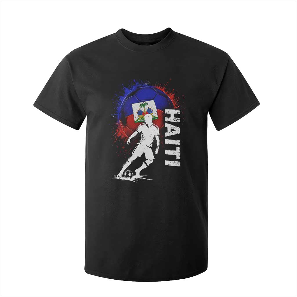 Haiti Soccer T Shirt For Kid Retro Vintage Watercolors Sport Haitian Flag Football Fan TS10 Black Print Your Wear