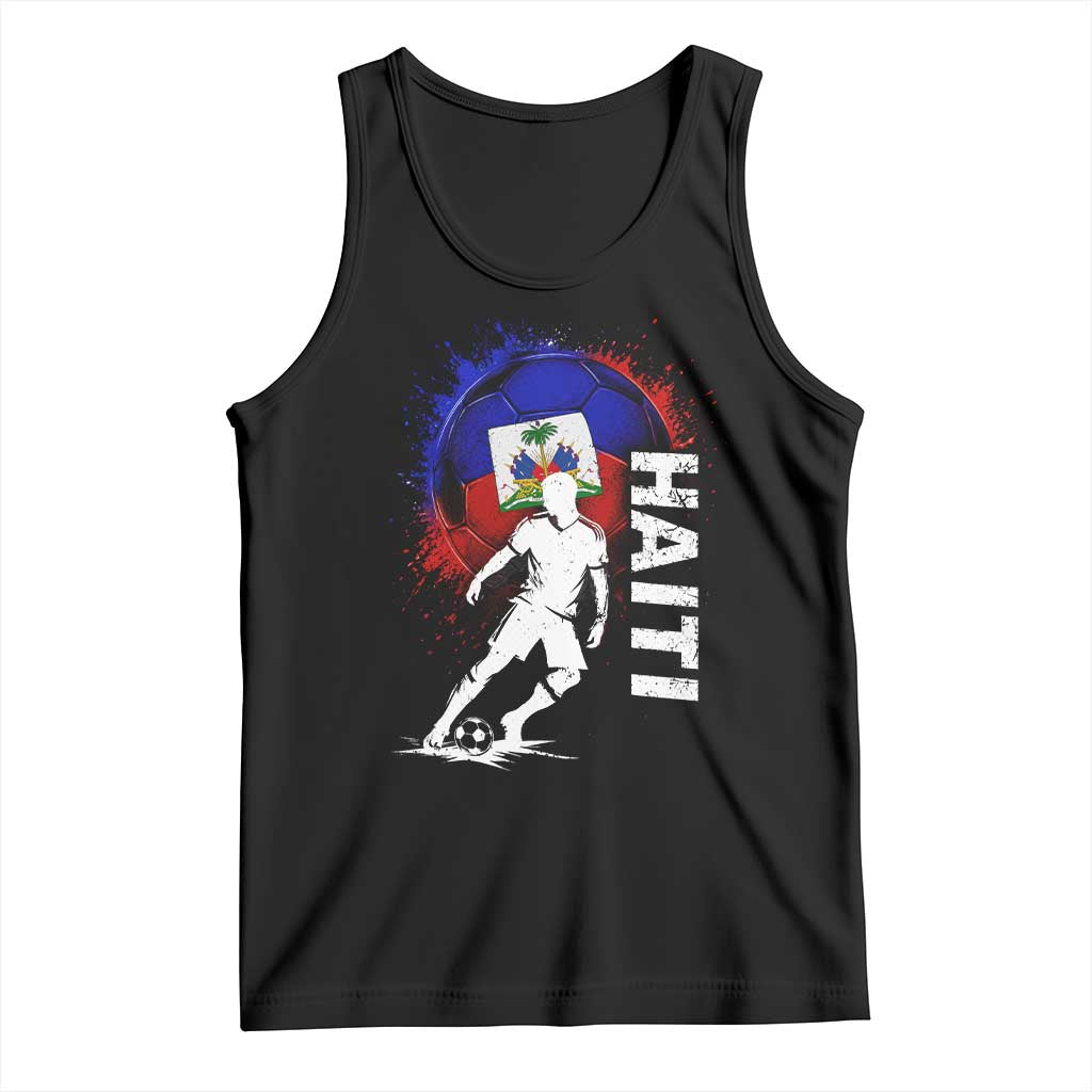 Haiti Soccer Tank Top Retro Vintage Watercolors Sport Haitian Flag Football Fan TS10 Black Print Your Wear