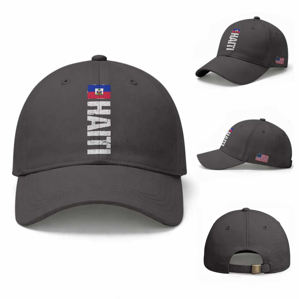 Vintage Haitian Flag Baseball Cap Proud Haitienne Haiti Independence 1804 TS10 Baseball Cap Universal Fit Dark Gray Print Your Wear