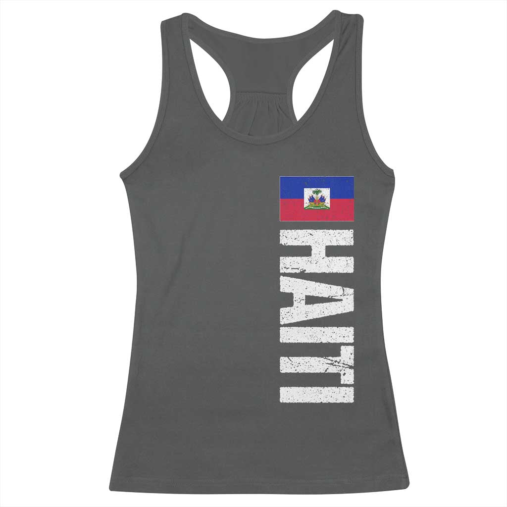 Vintage Haitian Flag Racerback Tank Top Proud Haitienne Haiti Independence 1804 TS10 Dark Heather Print Your Wear
