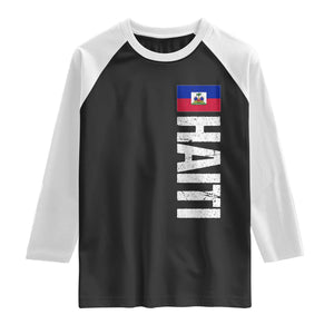 Vintage Haitian Flag Raglan Shirt Proud Haitienne Haiti Independence 1804 TS10 Black White Print Your Wear