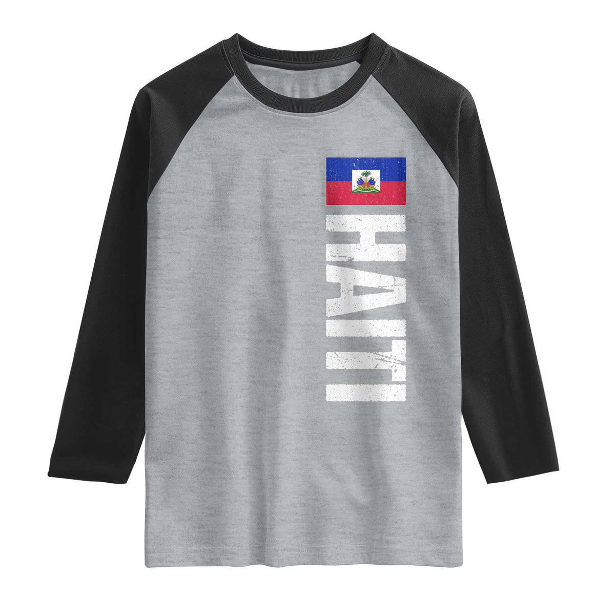 Vintage Haitian Flag Raglan Shirt Proud Haitienne Haiti Independence 1804 TS10 Heather Gray Black Print Your Wear