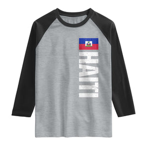 Vintage Haitian Flag Raglan Shirt Proud Haitienne Haiti Independence 1804 TS10 Heather Gray Black Print Your Wear