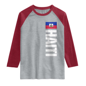 Vintage Haitian Flag Raglan Shirt Proud Haitienne Haiti Independence 1804 TS10 Heather Gray Heather Red Print Your Wear