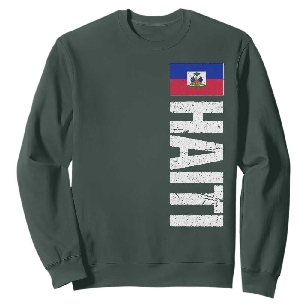 Vintage Haitian Flag Sweatshirt Proud Haitienne Haiti Independence 1804 TS10 Dark Forest Green Print Your Wear