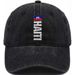 Vintage Haitian Flag Washed Cotton Baseball Cap Proud Haitienne Haiti Independence 1804 TS10 Print Your Wear