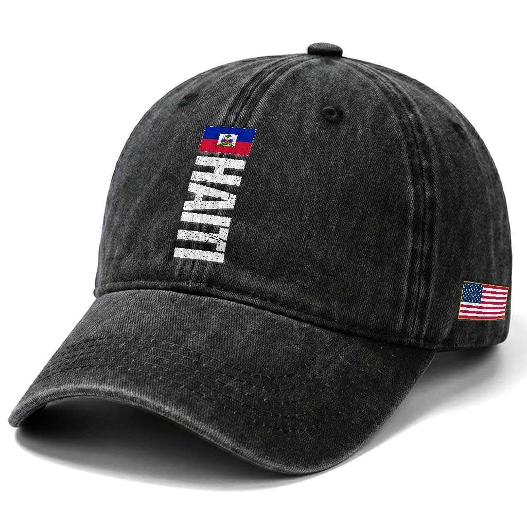 Vintage Haitian Flag Washed Cotton Baseball Cap Proud Haitienne Haiti Independence 1804 TS10 Print Your Wear