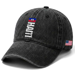 Vintage Haitian Flag Washed Cotton Baseball Cap Proud Haitienne Haiti Independence 1804 TS10 Print Your Wear