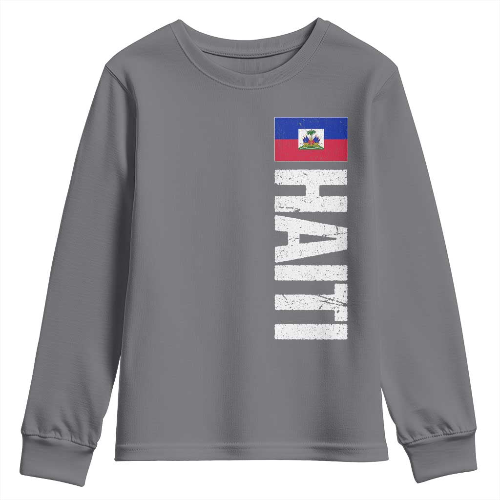 Vintage Haitian Flag Youth Sweatshirt Proud Haitienne Haiti Independence 1804 TS10 Charcoal Print Your Wear