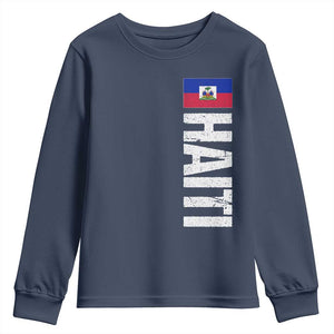 Vintage Haitian Flag Youth Sweatshirt Proud Haitienne Haiti Independence 1804 TS10 Navy Print Your Wear