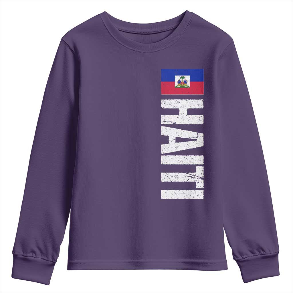 Vintage Haitian Flag Youth Sweatshirt Proud Haitienne Haiti Independence 1804 TS10 Purple Print Your Wear