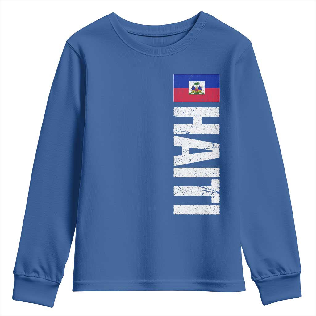 Vintage Haitian Flag Youth Sweatshirt Proud Haitienne Haiti Independence 1804 TS10 Royal Blue Print Your Wear