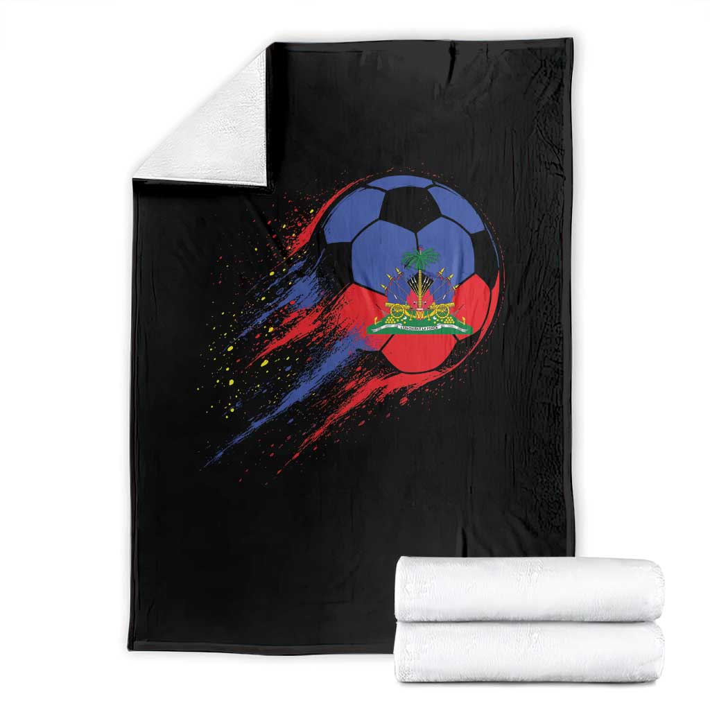 Haiti Soccer Ball Throw Blanket Retro Vintage Watercolors Sport Haitian Flag Ayiti Pride TS10 Black Print Your Wear