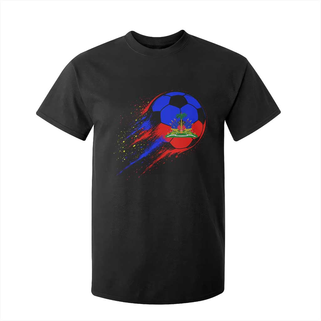 Haiti Soccer Ball T Shirt For Kid Retro Vintage Watercolors Sport Haitian Flag Ayiti Pride TS10 Black Print Your Wear
