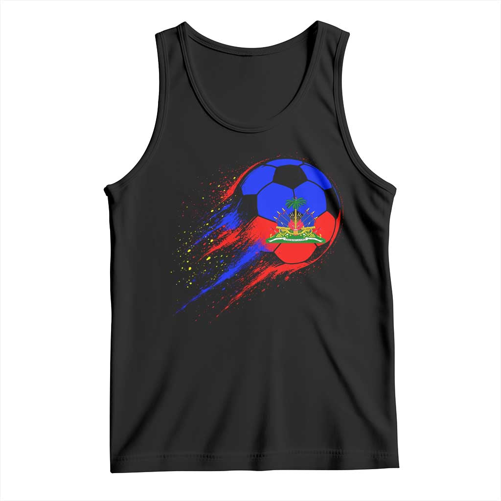 Haiti Soccer Ball Tank Top Retro Vintage Watercolors Sport Haitian Flag Ayiti Pride TS10 Black Print Your Wear