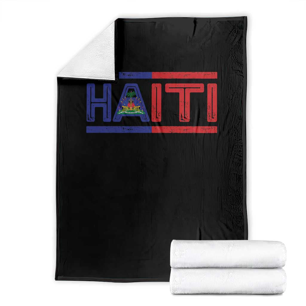 Haiti Flag Throw Blanket Vintage Haitian Pride Ayiti Roots TS10 Black Print Your Wear