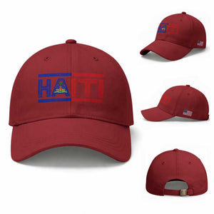 Haiti Flag Baseball Cap Vintage Haitian Pride Ayiti Roots TS10 Baseball Cap Universal Fit Cherry Red Print Your Wear