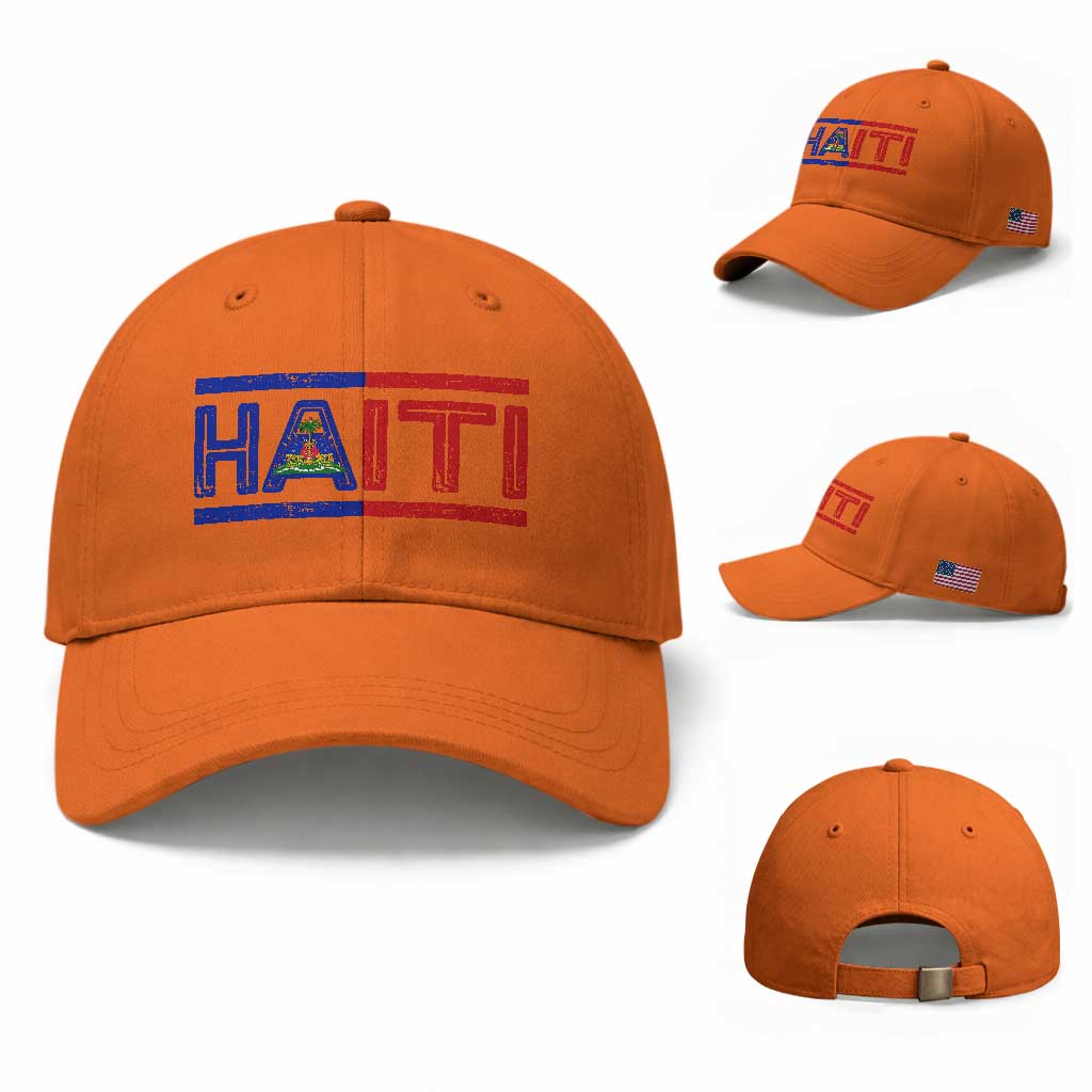 Haiti Flag Baseball Cap Vintage Haitian Pride Ayiti Roots TS10 Baseball Cap Universal Fit Orange Print Your Wear