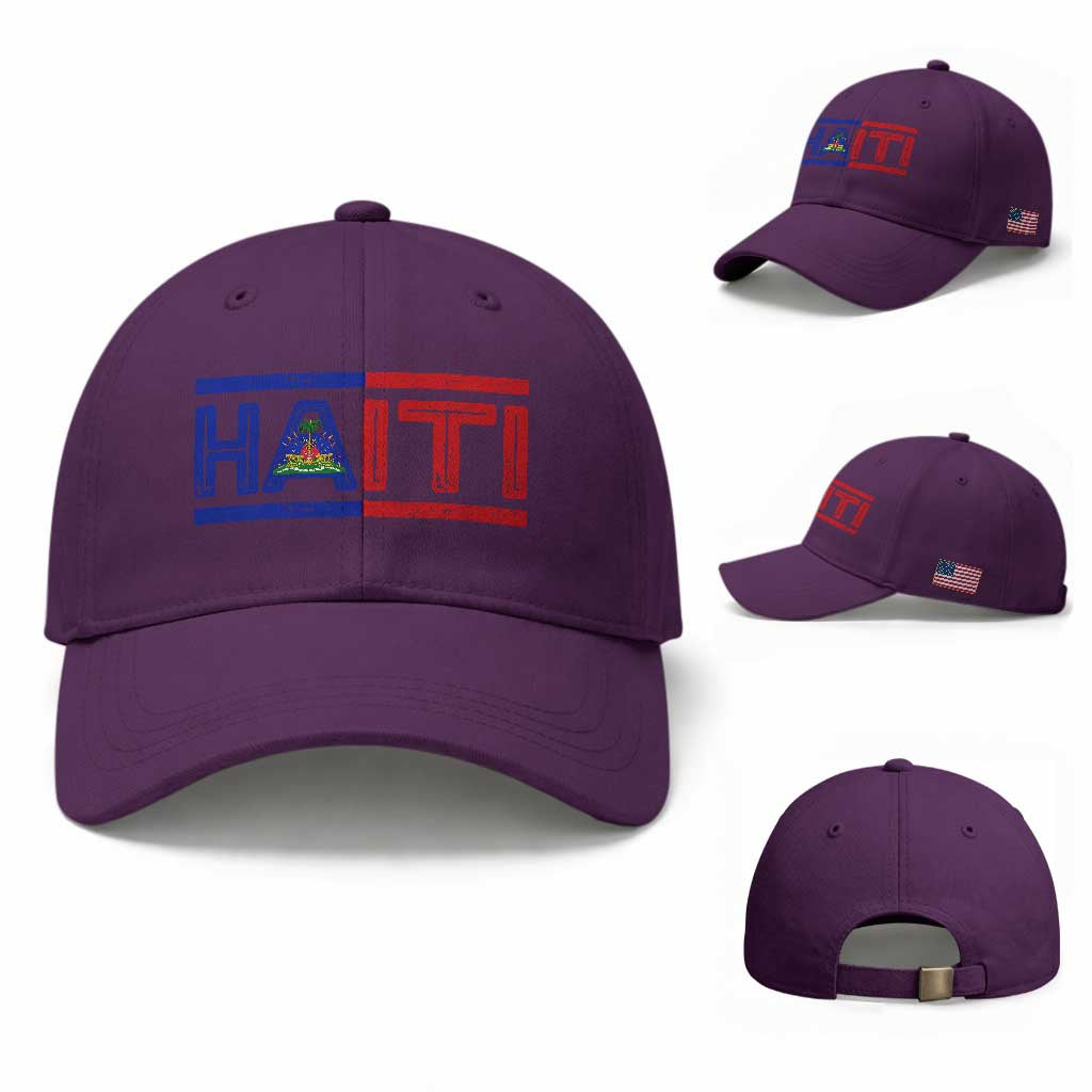Haiti Flag Baseball Cap Vintage Haitian Pride Ayiti Roots TS10 Baseball Cap Universal Fit Purple Print Your Wear