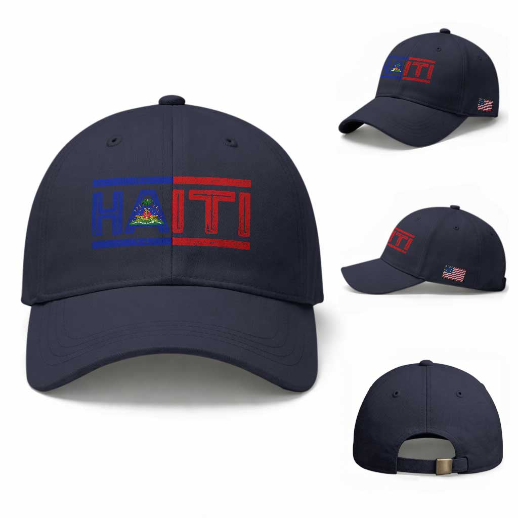 Haiti Flag Baseball Cap Vintage Haitian Pride Ayiti Roots TS10 Baseball Cap Universal Fit Navy Print Your Wear