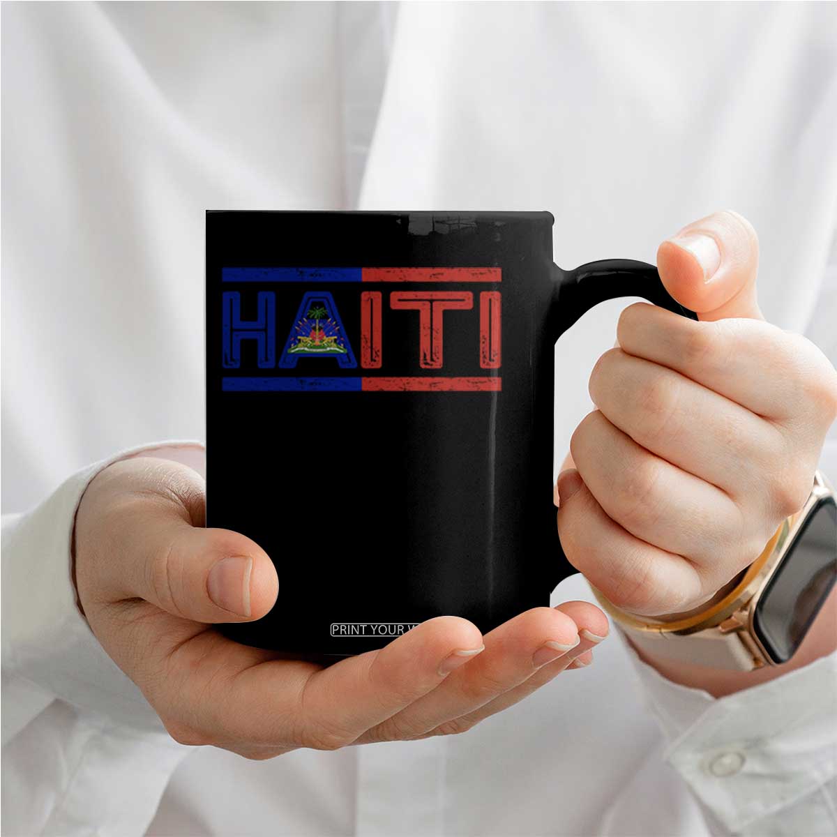 Haiti Flag Coffee Mug Vintage Haitian Pride Ayiti Roots TS10 Print Your Wear