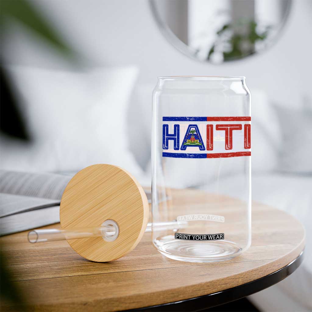 Haiti Flag Glass Can Vintage Haitian Pride Ayiti Roots TS10 Print Your Wear
