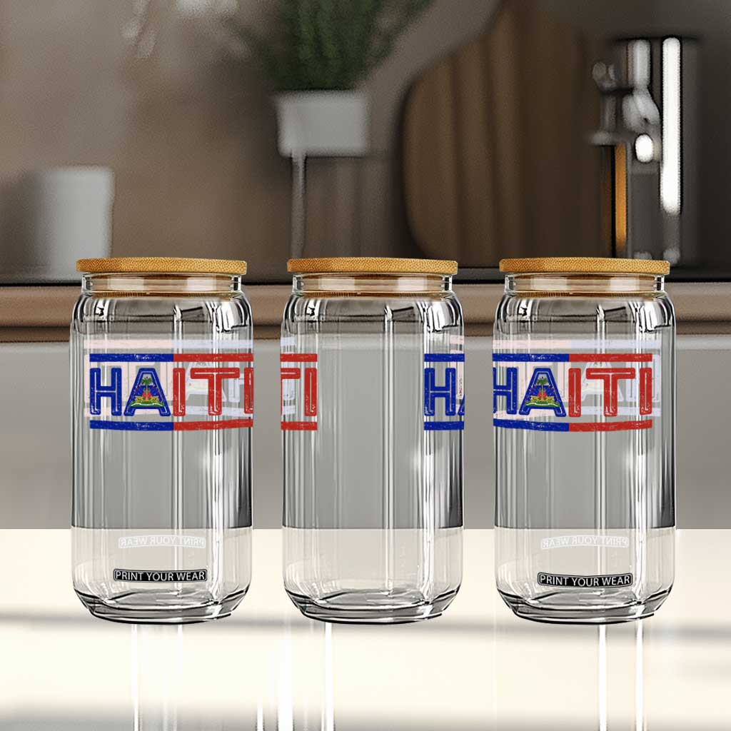 Haiti Flag Glass Can Vintage Haitian Pride Ayiti Roots TS10 Print Your Wear