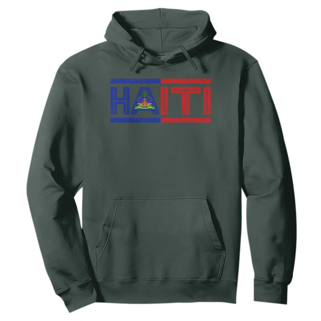 Haiti Flag Hoodie Vintage Haitian Pride Ayiti Roots TS10 Dark Forest Green Print Your Wear