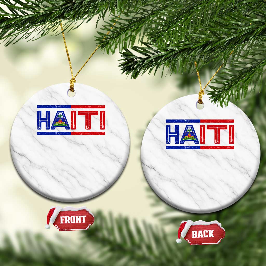 Haiti Flag Ceramic Ornament Vintage Haitian Pride Ayiti Roots TS10 1pc White Marble Print Your Wear