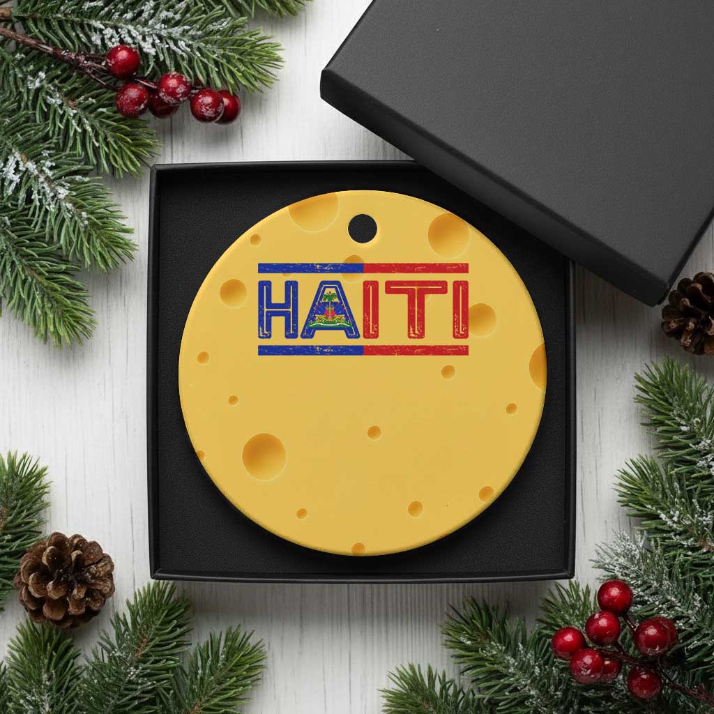 Haiti Flag Ceramic Ornament Vintage Haitian Pride Ayiti Roots TS10 1pc Yellow Cheese Print Your Wear