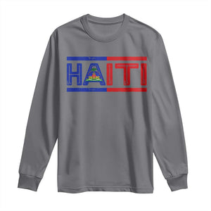 Haiti Flag Long Sleeve Shirt Vintage Haitian Pride Ayiti Roots TS10 Charcoal Print Your Wear