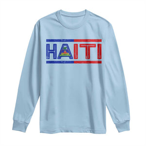 Haiti Flag Long Sleeve Shirt Vintage Haitian Pride Ayiti Roots TS10 Light Blue Print Your Wear