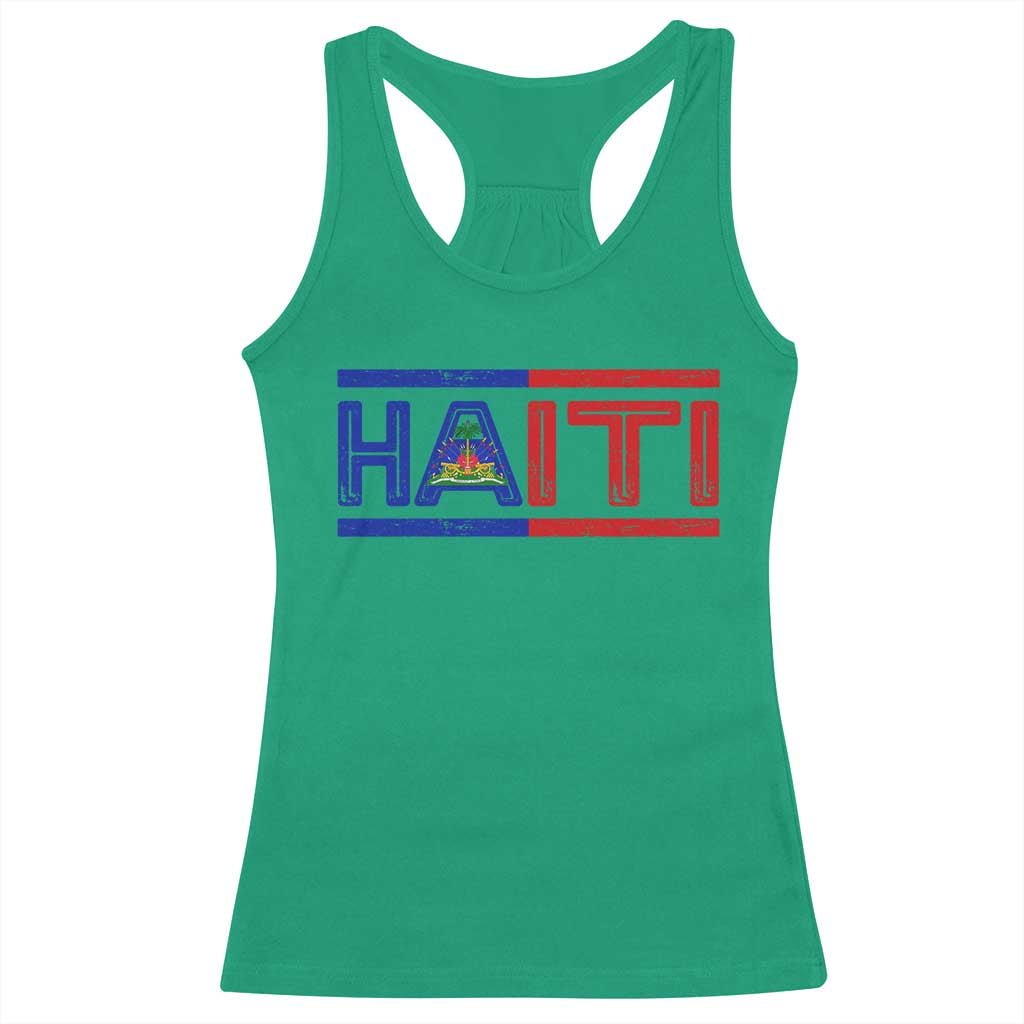 Haiti Flag Racerback Tank Top Vintage Haitian Pride Ayiti Roots TS10 Irish Green Print Your Wear